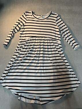 Bellamie Black and White Striped Long Sleeve Swing Dress